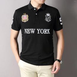 Men's Polos Polo Shirt Men Cotton YORK Embroidered Short Sleeve Leisure Sports Cross-border Foreign Ts Black Simple Loose Plus Size