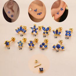 Stud Earrings Stainless Steel Blue Zircon Collection Tiny Crystal Butterfly Bird Dinosaur Star Flower Ear Studs Jewellery