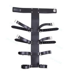 Arm Binder Straps Fetish Wrist Handcuffs Locking Neck Collar Choker T894910686