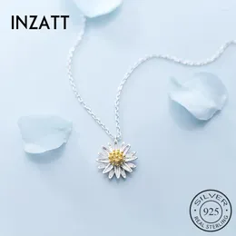 Pendants INZAReal 925 Sterling Silver Yellow Flower Pendant Necklace For Elegant Women Cute Fine Jewellery Fashion Accessories 2024 Gift
