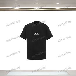 xinxinbuy Men designer Tee t shirt 2024 Italy Paris washing letter embroidery cotton short sleeve cotton women white black S-XL