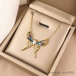 Pendant Necklaces Classic Fashion Dazzling Micro-set Diamond Wings Butterfly Necklace Exquisite Gorgeous Party Clavicle Chain