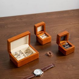 Oirlv Wooden Jewellery Box Storage Ring Earring Watch Solid Wood Couple Ring Box 2 Layer Wooden Jewellery Box Small Jewellery Boxes 240425