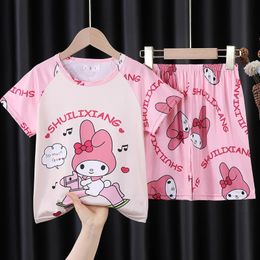 Summer Cartoon Childrens Pyjamas Boys And Girls Home Clothes Set Short Sleeves Sets For Children Sleepwear Loungewear 240408