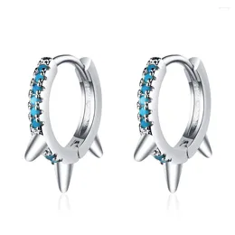 Stud Earrings Single Row Drill 925 Silver Needle For Women With Blue Cubic Zirconia Statement Bridal Children Jewellery