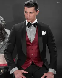 Men's Suits 2024 Custom Black Men Suit Shawl Lapel Formal Wedding For Slim Fit 3 Piece Prom Tuxedo Groom Blazer Set Terno Masculino