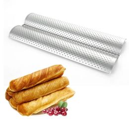 new 2024 French Bread Baking Pan Nonstick Perforated Baguette Pan 4 Wave Loaves Loaf Bake Mould Toast Cooking Bakers Moulding ToolsPerforated