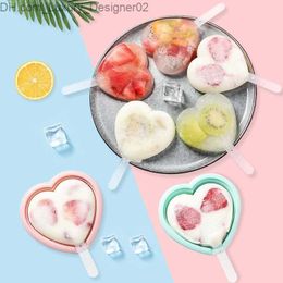 Ice Cream Tools New DIY silicone ice cream machine mold with PP cover and sticker kitchen accessories cute heart-shaped Q240425