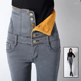 Women's Jeans Plus Size 6XL Velvet Thicken Skinny Woman Winter High Waist Pencil Femme Long Denim Pants Trousers Women C5672