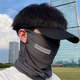 Scarves Summer Silk Sunscreen Mask For Men Women Outdoor Sport Cycling Face Neck Anti-UV Scarf Collar Punk Solid Color Bandana