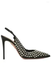 Dress Shoes Tequila Pumps 105 Crystal-embellished Leather Slingback Black