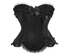 Bustiers Corsets Women Sexy Satin Overbust Corset Top Lace Bowknot Decorated Clubwear Showgirl Body Shaper Plus Size S6XL5174441