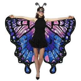 Stage Wear Women Stage Dance Dress-up Butterfly Wings Cape Shawl Cloak Cape Fancy Dress Costume Party Props Adult Cosplay Accessory 3 Pcs d240425