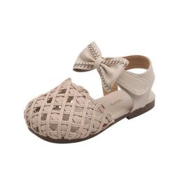 Boots 2023 Summer Baby Shoes Toddler Kids Rattan Woven Sandals Cute Butterfly Knot Infant Shoes Home Footwear Little Girl Sandals