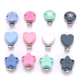 Accessories 3Pcs Star Heart Round Silicone Pacifier Clip for DIY Pacifier Chain Accessories Baby Soother Nursing Dummy Holder BPA Free