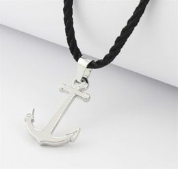 Runda Fashion IP Black Stainless Steel Sailor Anchor Pendant Necklace for Men Jewelry with Nylon Rope 201013239C1337812