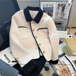 Women's Jackets 2024 Autumn Temperament Colored Doll Collar Small Fragrant Wind Show White Thin Short Silly Coat Outwear