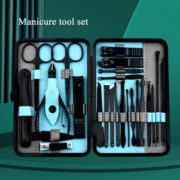 Kits 10/15/20/25 PCS Stainless Steel Pedicure Set Nail Clipper w/ Leather Case Ear Spoon Nail Cutting Pliers Pedicure Nail Tools Gift