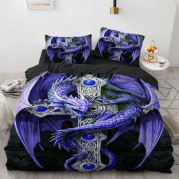 sets Gothic Dragon Quilt Cover Pillowcases 3D Animal Pattern Queen Bedding Duvet Cover Set Comforter Bed Cover Bedspreads King Double