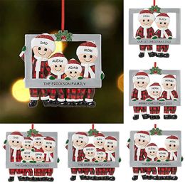 Ornament Rersin Pendant DIY Personal Family Christmas Tree Decorations Frame Personalized For Home Navidad Hanging New Year FY