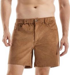 Men's Shorts AIMPACT Mens Corduroy Slim-fit 5.5" Flat Front Stretch Casual With Pockets