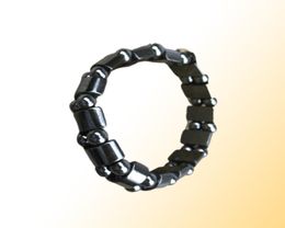 WholeNAB031 1pc High Quality Men Women Black Natural Magnetic Hematite Therapy Arthritis Beads Bracelet 18cm1687109