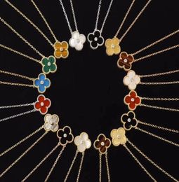 Luxury VA Brand Clover Designer Pendant Necklaces Gold Black Blue White Pink Red Green Stone Sweet Flower 15mm 4 Leaf Diamond Chok2947569