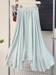 Skirts Korejepo Gentle Style Design Irregular Pleated Skirt Women Summer Fashion Age Reducing Slim Large Swing Umbrella Bottoms