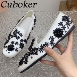 Casual Shoes 2024 Spring Crystal Flower Satin Ballet Flat Women Round Toe Slip-on Lazy Loafers Walking Mules Zapatos Mujer