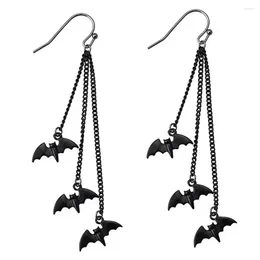 Stud Earrings 1 Pair Fashion Originality Black Bat Long Chain Tassel Gothic For Women Halloween Jewellery Party Gift