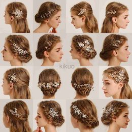 Wedding Hair Jewelry Bridal Sparkling Metal Hair Accessories Luxury Hair Comb with Rhinestones Crystal Pearl Hairpin Ladies Hair Clips d240425