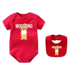 One-Pieces Designer Kids Cartoon Bear Rompers With Bibs Pure Cotton Newborn Baby Jumpsuits For Girls Boys Kids Clothes Bodysuit