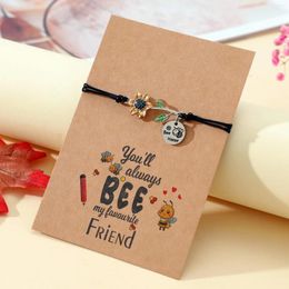 Charm Bracelets Friendship Bracelet Stainless Steel Bee Pendant Sunflower Handwoven Gift Wholesale