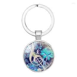 Keychains Keychain Music Instruments Piano Disc Glass Cabochon Bag Car Key Chain Ring Holder Charms For Gifts