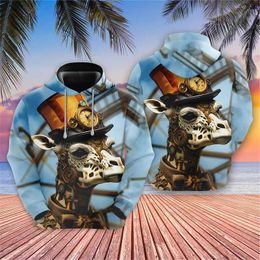 Men's Hoodies Sweatshirts Vintage Raccoon Graphic Sweatshirts Steampunk Husky Hoodies For Men Clothes Giraffe Animal Tracksuit Hip Hop Pet Hoody Y2k Tops 240424