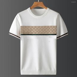 Men's T-Shirts Mens T Shirts 2024 Plus Size Autumn Half Sleeve Sweater Mens Short T-shirt Embroidery Casual Line Top Large