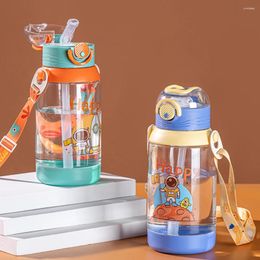 Water Bottles 600ml Cute Bottle For Children Sippy Cup With Straw Leakproof Outdoor Portable Kids School Drink