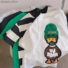 T-shirts New Arrival Popular Embroidered Duck Casual Short Sleeve Boy T-shirt 1-7Year Children Baby Summer T-shirt For Boys Girls TopsL2404