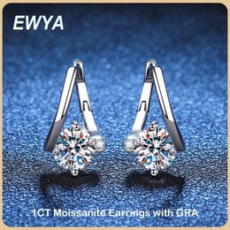 EWYA 100% Real 2CT D Colour Hoop Earrings For Women Party S925 Sterling Silver Diamond Earring Fine Jewellery Wholesale 240403