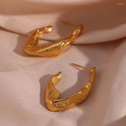 Stud Earrings Luxury Abstract J Shaped For Modern Women 2024 Stainless Steel Gold Color Ohrring Damen