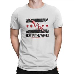 Men's T-Shirts CM PUNK Aew Tshirt Homme Mens Clothes Polyester T Shirt For Men T240425