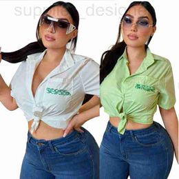 Koszulki damskie Designer J2707 Summer Solid Solid Kolor krótkie rękawy modne i minimalistyczne swobodne koszuli, 2-kolorowy prezent ZJYX