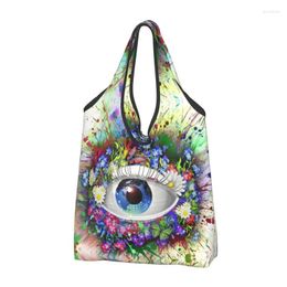 Storage Bags Funny Printing Evil Shopping Tote Bag Portable Shoulder Shopper All Seeing Eye Art Handbag