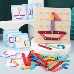 Wholesale Creative Jigsaw Puzzles Children DIY Shape Matching Toy Wooden Nail Board Toy