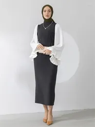Ethnic Clothing Eid Black Pagoda Sleeve Abaya Dubai Luxury 2024 Elegant Arabic Palestine Thobe Muslim Dresses Abayas For Women Islam Robe