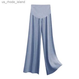Maternity Bottoms Maternity Ice Silk Wide-Leg Pants for Summer Loose and Thin with Pleats Nine-Point Pregnancy TrousersL2404