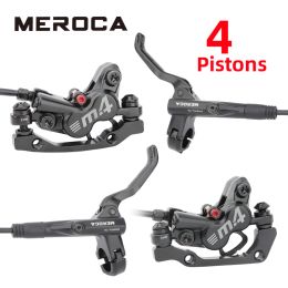 Parts MEROCA M4 MTB Bike Brake Hydraulic Disc Brake 4 Piston 160mm Rotor Meatal Pad Mineral Oil For AM Enduro Bicycle E4 ZEE M8120