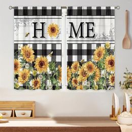 Curtain 2 Pcs Rustic Sunflower Kitchen Layers For Farmhouse Home Bedroom Room Decor Blackout Curtains