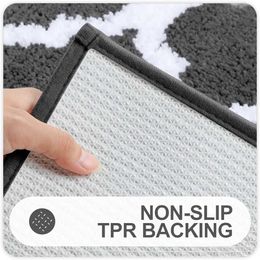 Bath Mats Olanly Bathroom Rugs Extra Thick Non-Slip Bath Mat Bathroom Soft Microfiber Absorbent Bath Mat Washable Carpet Foot Floor Shower