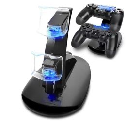 Stands For PS4 Controller Fast Charger Dock Station with LED Indicator Charging Chip Dual USB Charger Dock for Playstation 4/PS4 Pro/PS